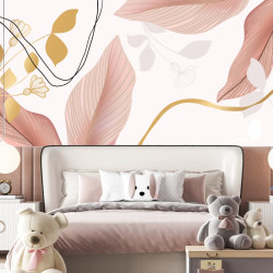 Papier Peint Panoramique Feuilles et Or