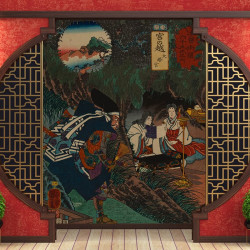 Papier Peint Panoramique Estampe 19e siècle Utagawa Kuniyoshi - Miyanokoshi