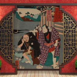 Papier Peint Panoramique Estampe 19e siècle Utagawa Kuniyoshi - Ōta