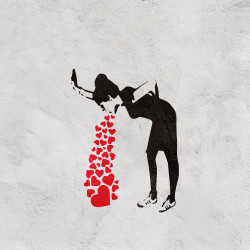 Papier Peint Panoramique Banksy - Femme qui vomit des coeurs Papier Peint Panoramique Banksy - Femme qui vomit des coeurs