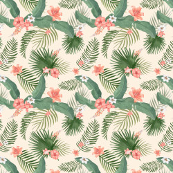 Papier Peint Panoramique Jungle Motifs Fleurs et Feuilles