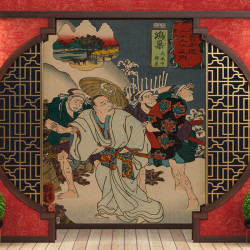 Papier Peint Panoramique Estampe 19e siècle Utagawa Kuniyoshi - Kônosu