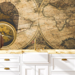 Papier peint Panoramique Boussole Mappemonde