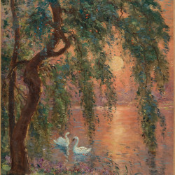 Papier Peint Panoramique Peinture 20e siècle Iwill - Le lac d'amour - le saule pleureur Papier Peint Panoramique Peinture 20e siècle Iwill - Le lac d'amour - le saule pleureur