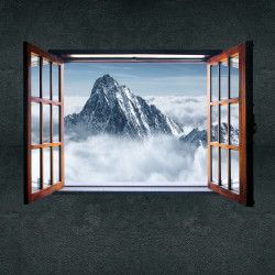 Papier Peint Panoramique Fenêtre Montagne