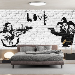 Papier Peint Panoramique Banksy - Guerre Clown Joconde