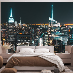 Papier Peint Panoramique Ville New York de Nuit