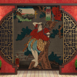 Papier Peint Panoramique Estampe 19e siècle Utagawa Kuniyoshi - Agematsu