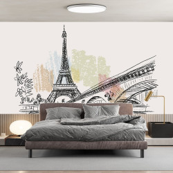 Papier Peint Panoramique Paris Peinture Aquarelle