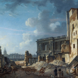 Papier Peint Panoramique Peinture 18e siècle Pierre-Antoine Demachy - Dégagement de la colonnade du Louvre