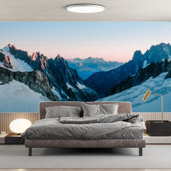 Papier Peint Panoramique Montagne Enneigée